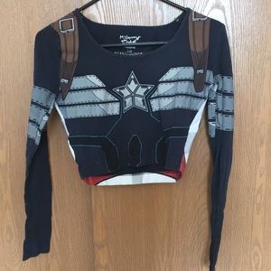 Captain America Long Sleeve Crop Top